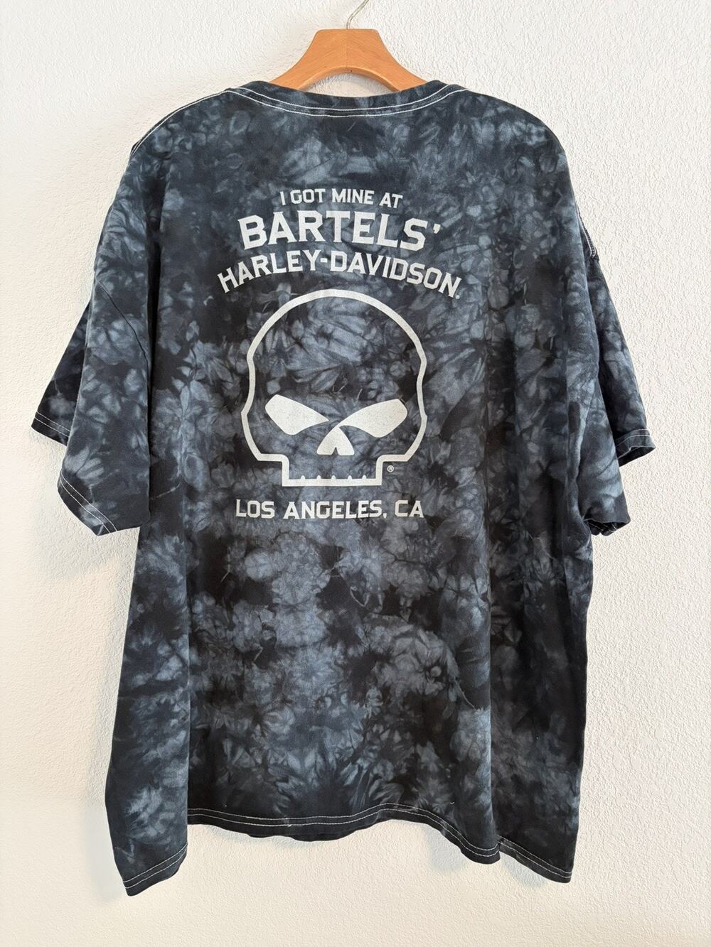 2022 Los Angeles CA Skull Bartels Harley Davidson Black Tie Dye Shirt Y2K 3XL